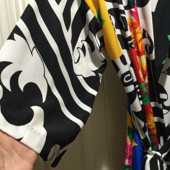 Vintage David brown Saks Fifth Avenue Hawaiian Tropical Long Kimono size L - Picture 4 of 9